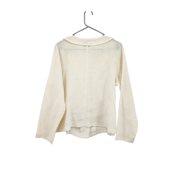 Tiar Bellomo Women's Vintage 100% Linen Button Front Lagenlook Blouse - M - Picture 6 of 8